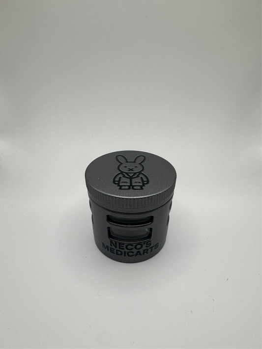 4-Piece Metal Grinder with Window – 45mm – Metal Grey – Exclusive by Neco’s Medicarts